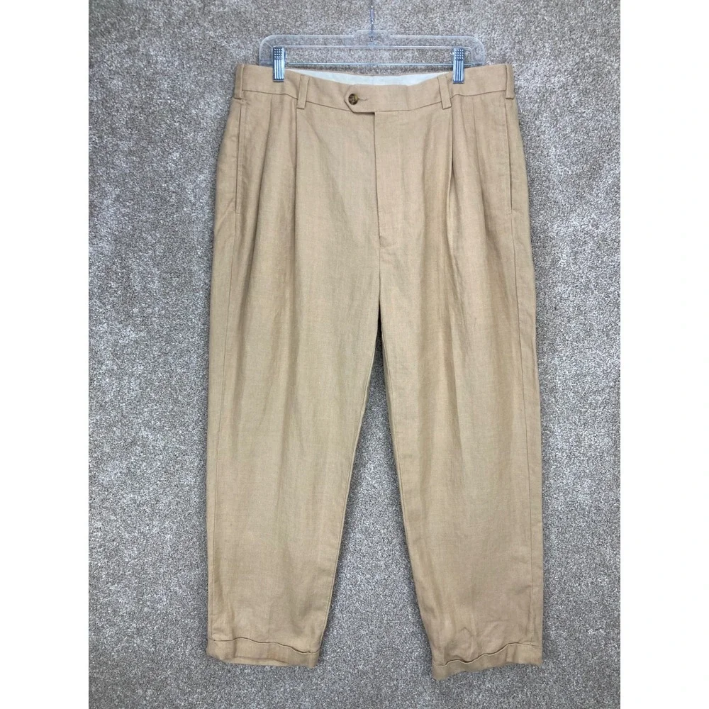 Jos. A. Bank Traveler's Collection Pleated Linen Dress Pants Mens 36x29 Office